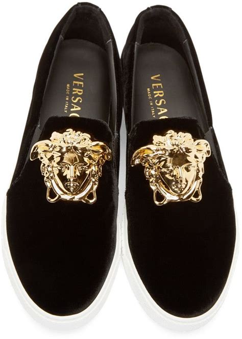 versace black velvet medusa sneakers|Versace Medusa boots.